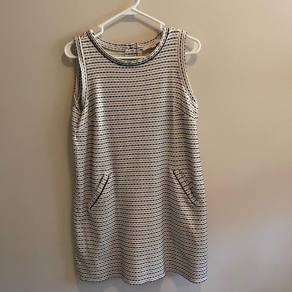 Size S Sleeveless Dress from Loft with a Black and White Pattern